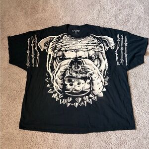Liquid Blue Black Bulldog Skull-Print Dog T-Shirt